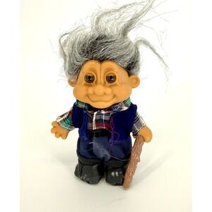 Vintage 90s RUSS  Grandpa Trolls Gray Hair  Cane